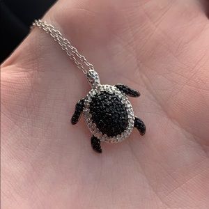 Diamond seaturtle pendant necklace sterling silver